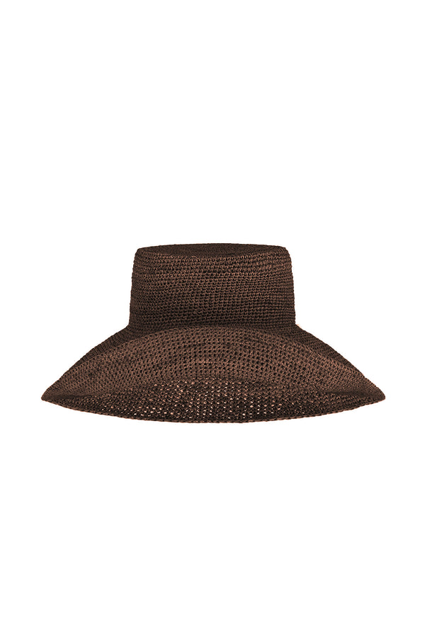 Raffia Wide Brim Hat - Walnut