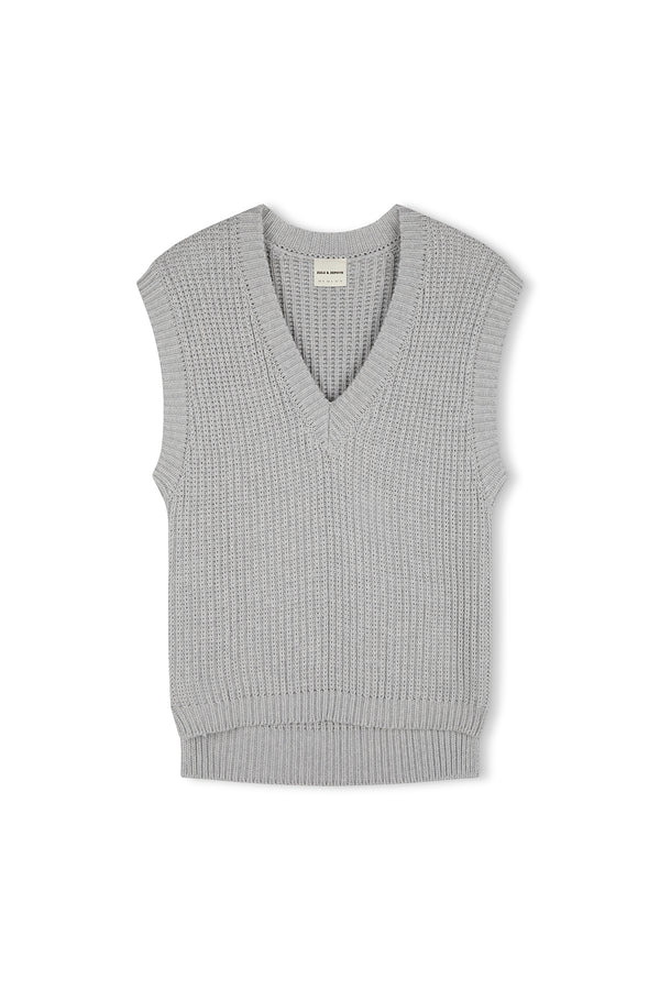 Marle Rib Knit Vest - Grey