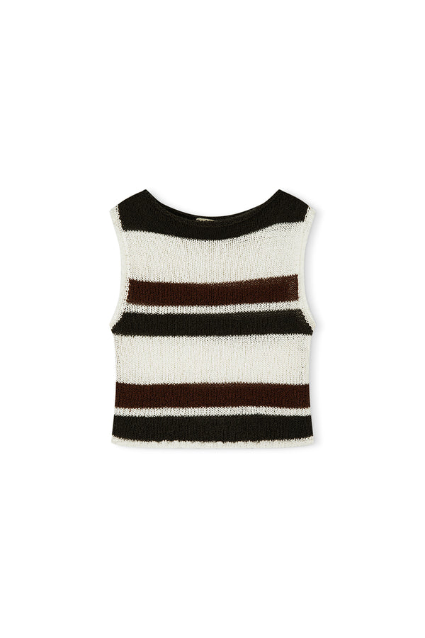 Earth Stripe Cotton Blend Knit Top