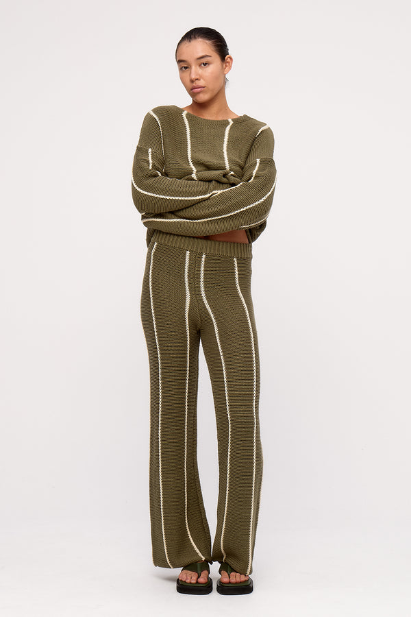 Olive Stripe Knit Jumper
