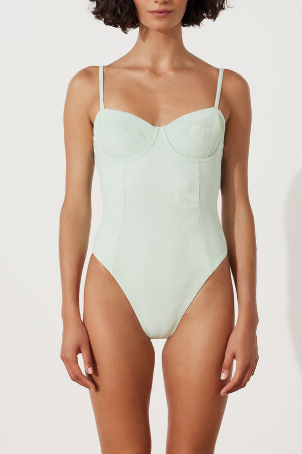 Seaglass Textured Balconette One Piece