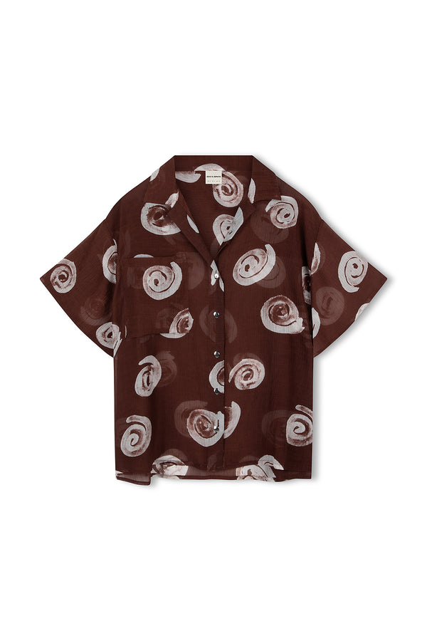 Cocoa Swirl Sheer Textured Shirt