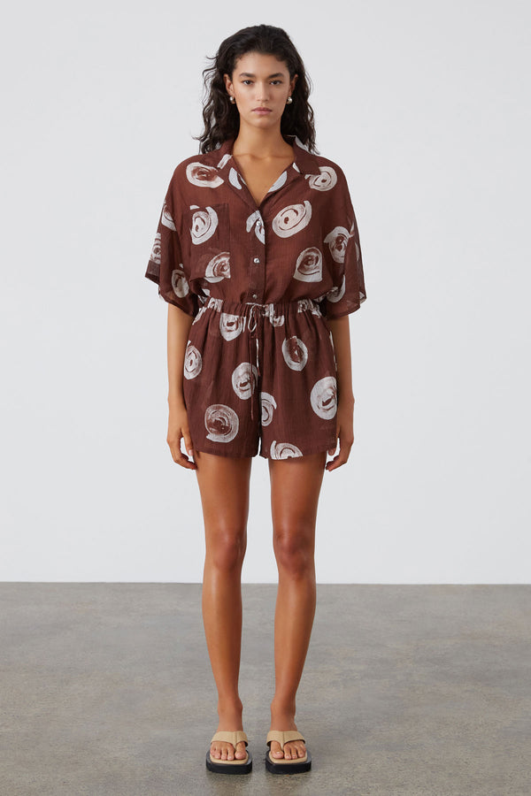 Cocoa Swirl Sheer Textured Short