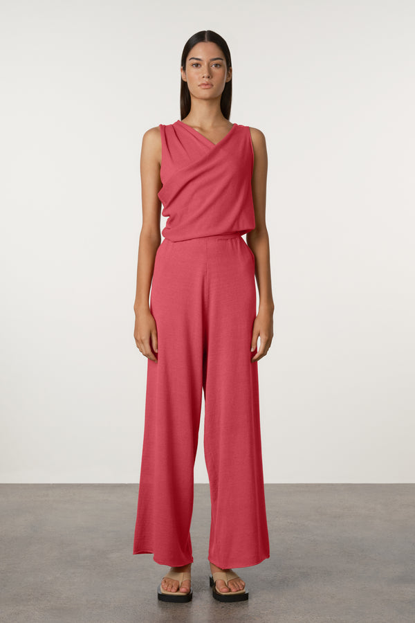 Cotton Blend Knit Pant - Berry