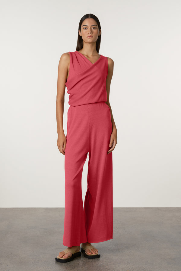 Cotton Blend Knit Pant - Berry