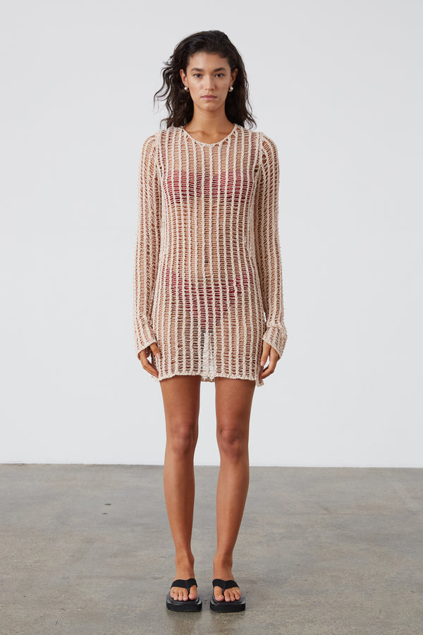 Natural Lattice Knit Dress