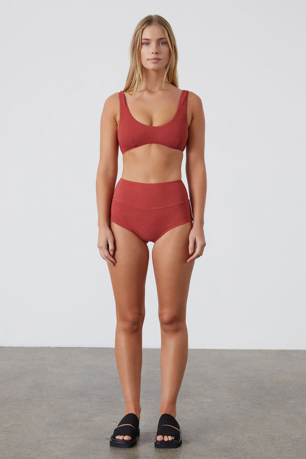 Earth Red Textured Crop Bralette