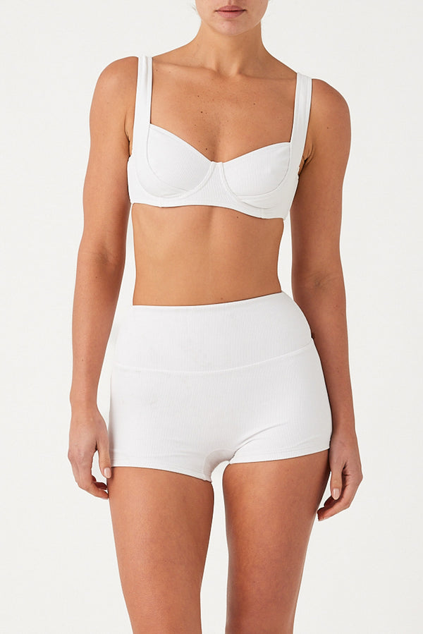 Signature Stripe Bra Cup Top - White