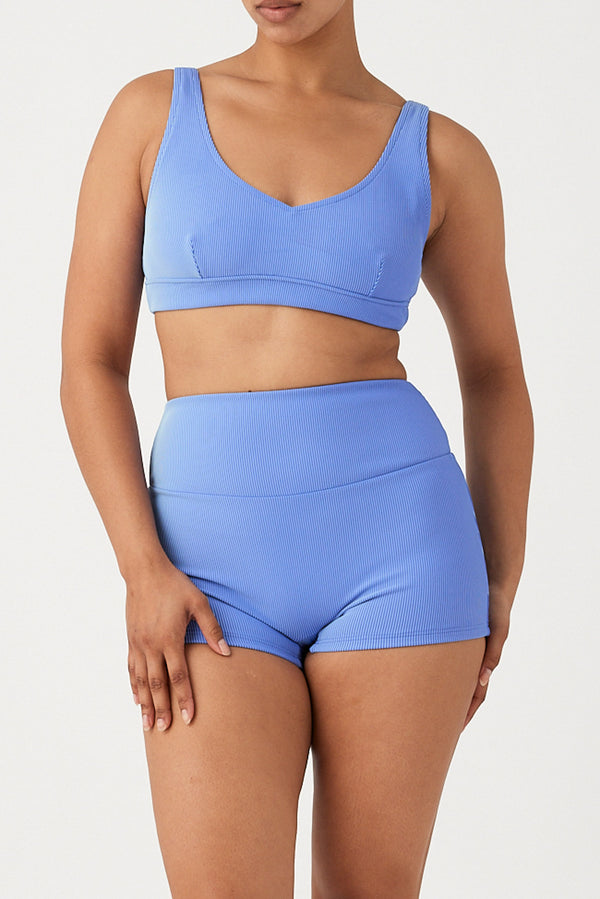 Signature Stripe Waistband Bralette Top - Sky