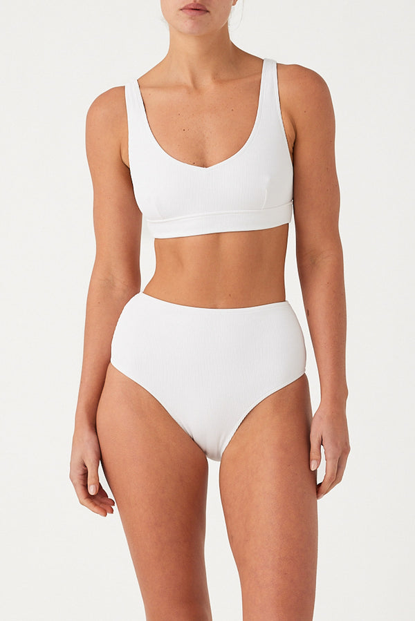 Signature Stripe Waistband Bralette Top - White