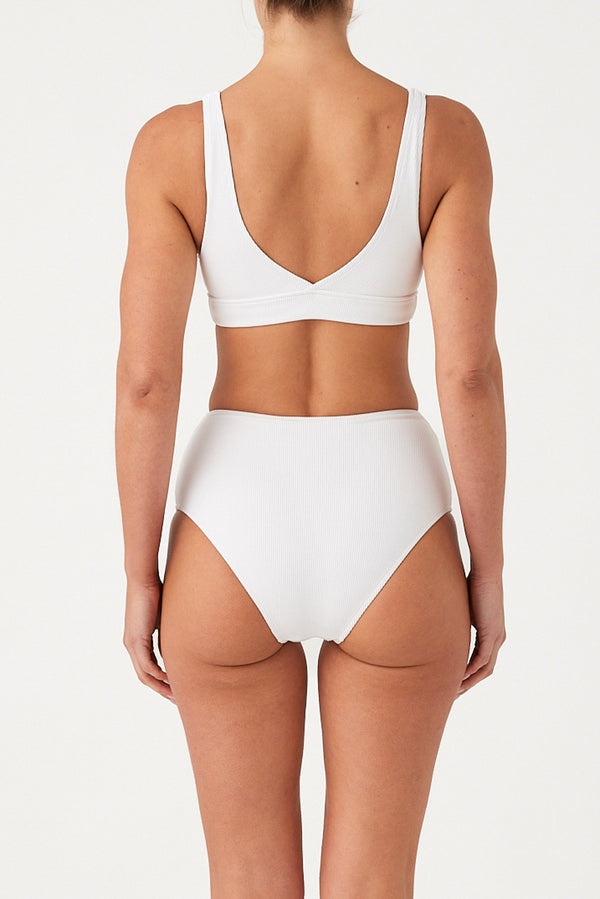 Signature Stripe Waistband Bralette Top - White