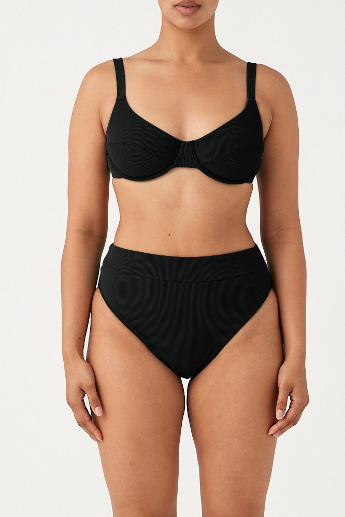 Signature Stripe High Waisted Brief - Black