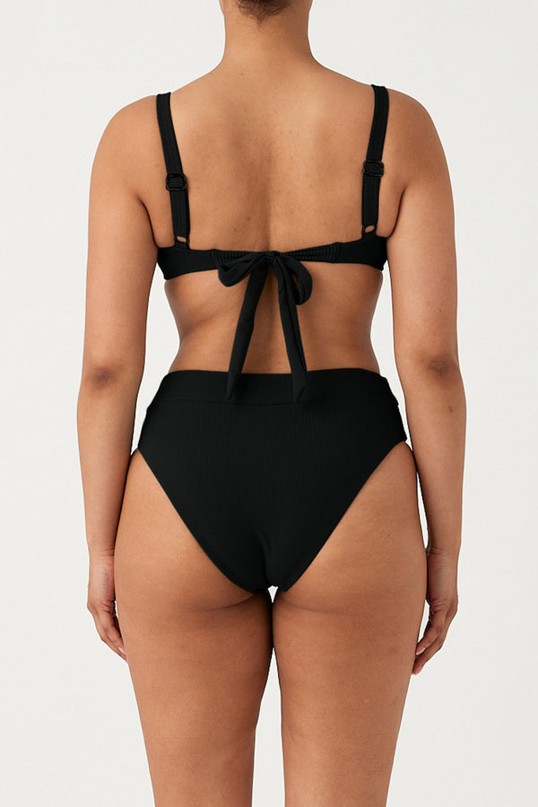 Signature Stripe High Waisted Brief - Black