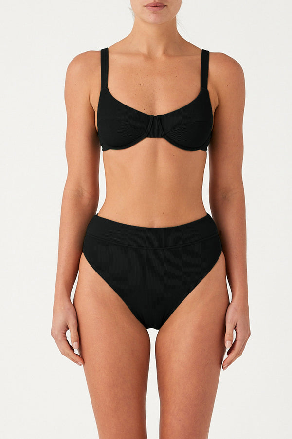 Signature Stripe High Waisted Brief - Black