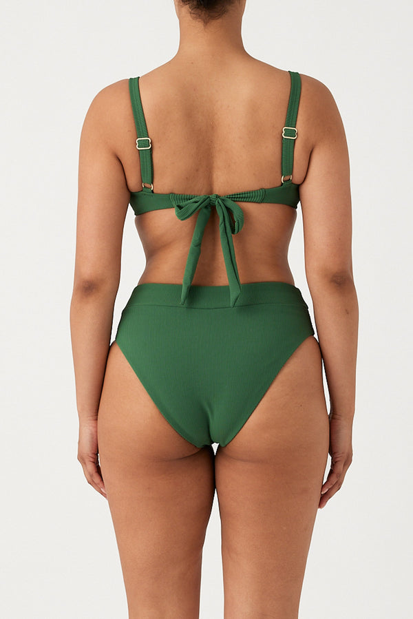 Signature Stripe High Waisted Brief - Tallow Green