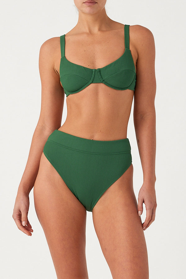 Signature Stripe Adjustable Bra Cup - Tallow Green