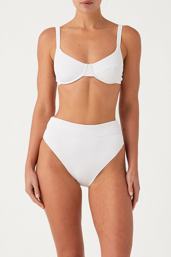 Signature Stripe High Waisted Brief - White
