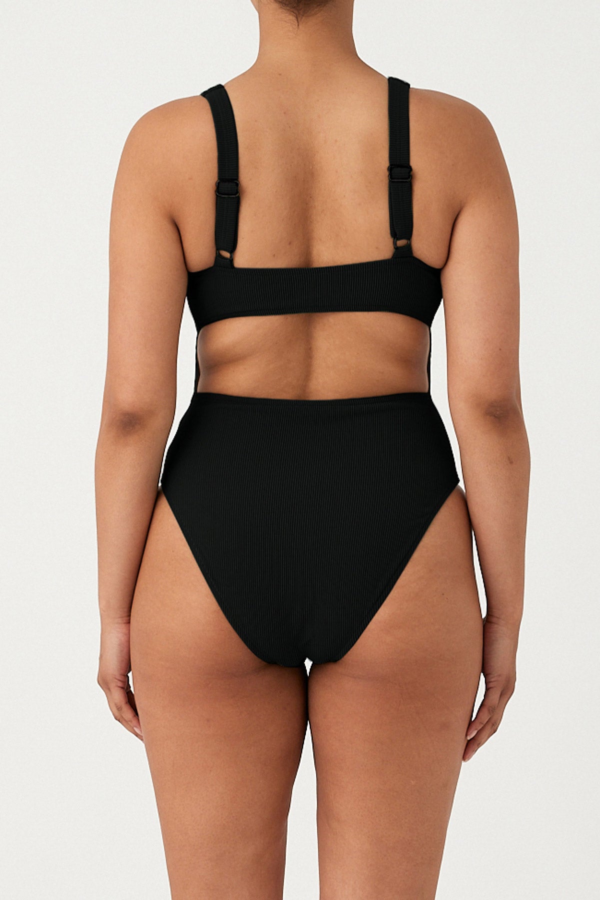 Signature Stripe Bikini One Piece - Black