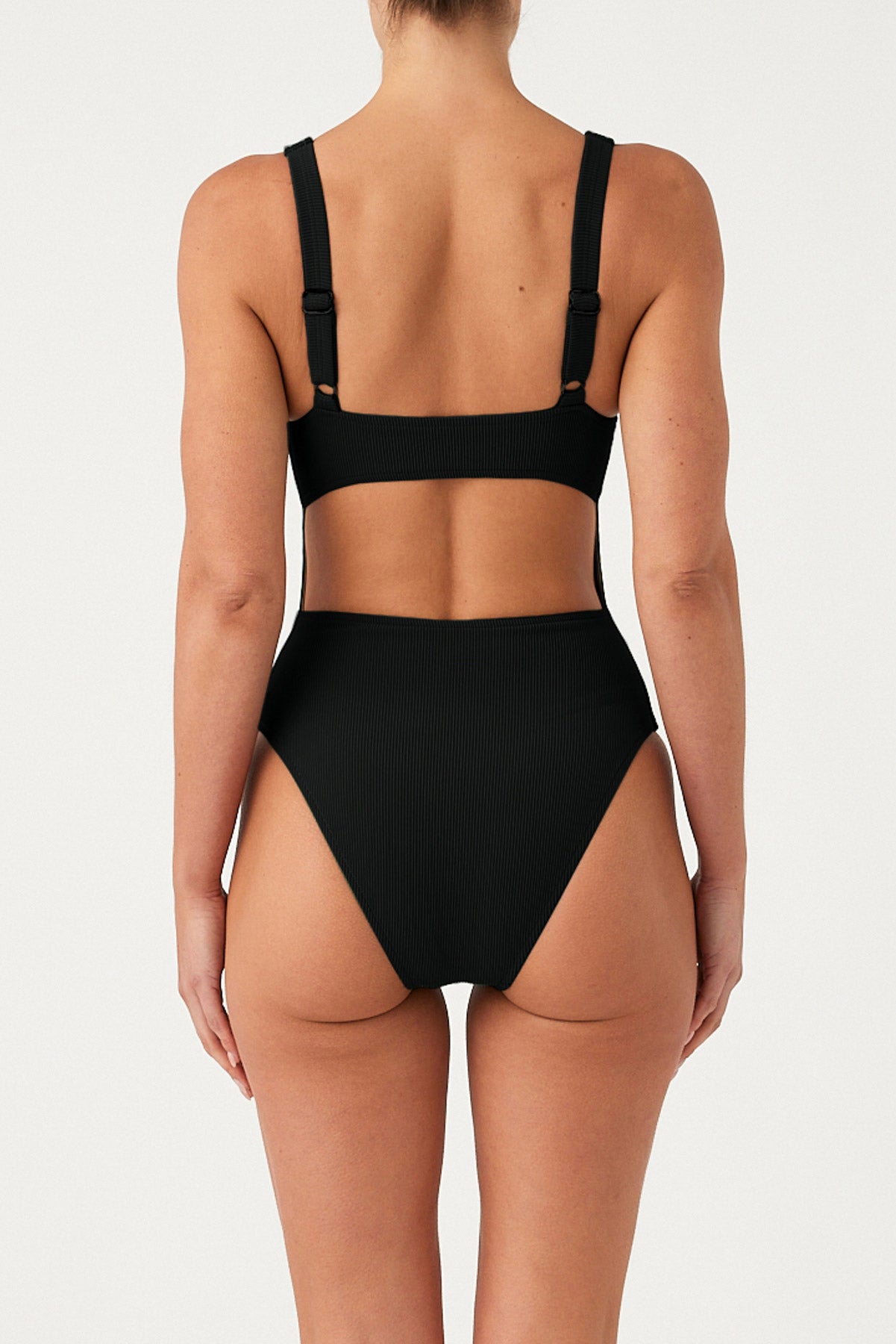 Signature Stripe Bikini One Piece - Black
