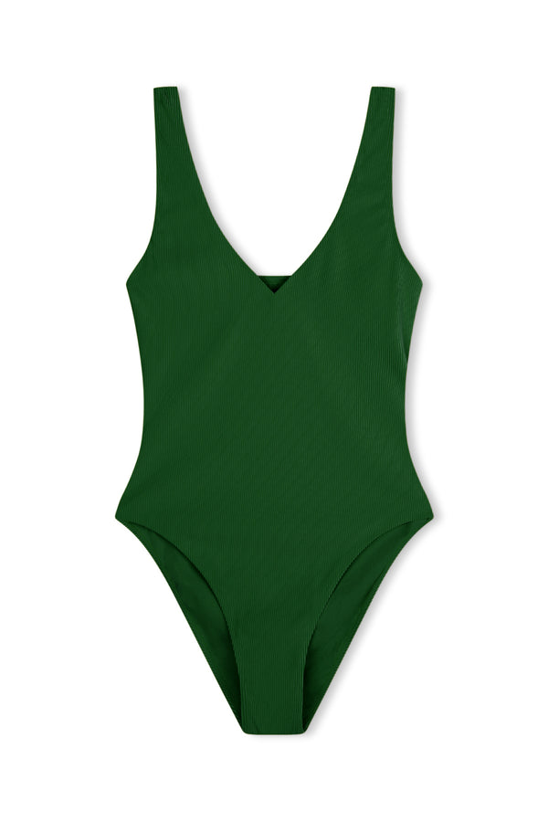 Signature Stripe Bikini One Piece - Tallow Green