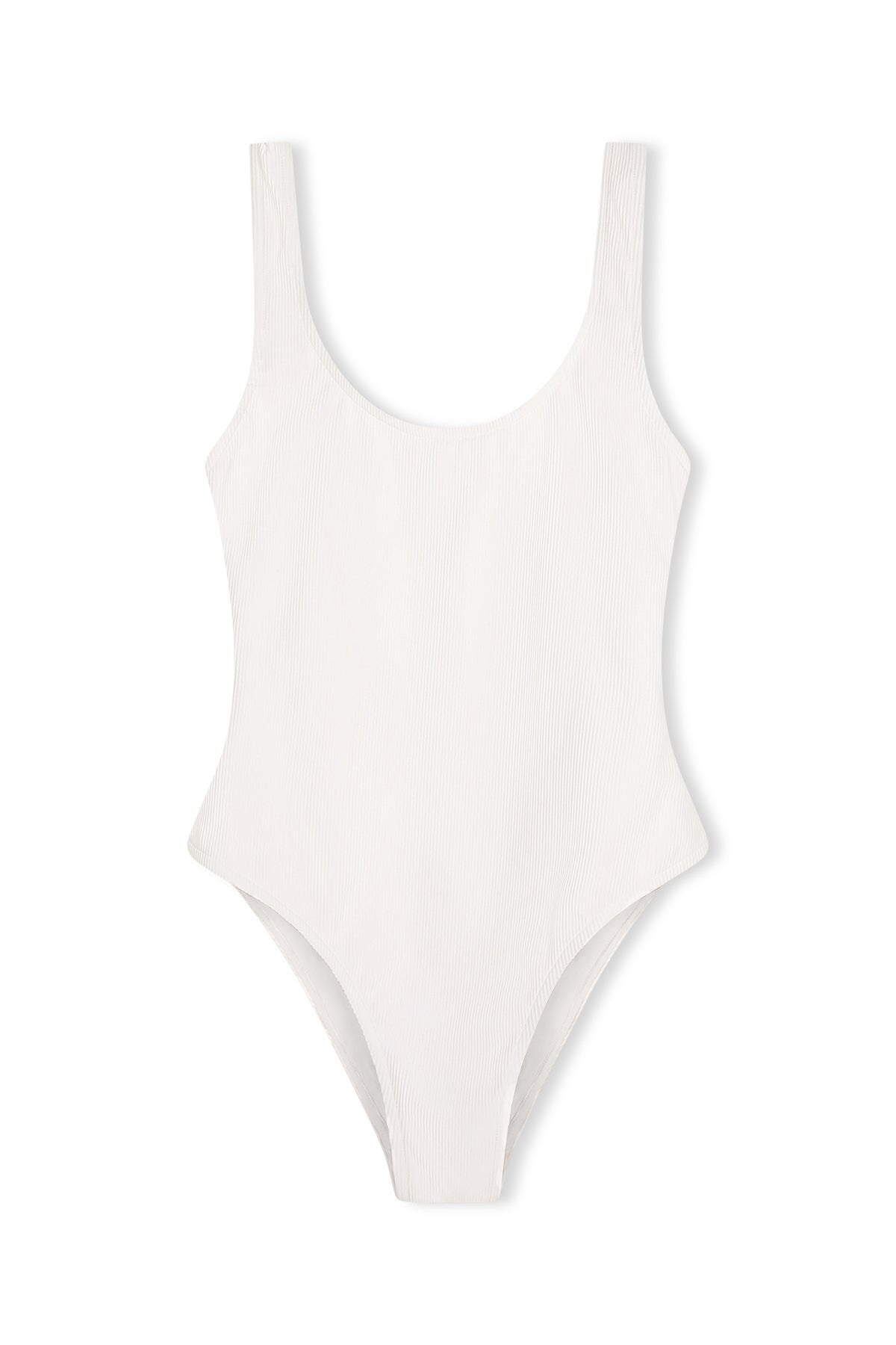 Signature Stripe Scoop One Piece - White