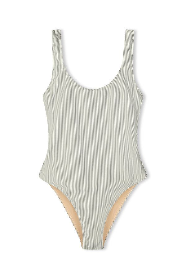 Signature Stripe Scooped Back One Piece - Coconut