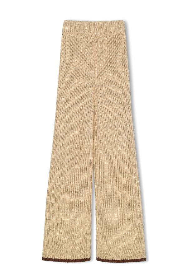 Sand Contrast Rib Knit Pant