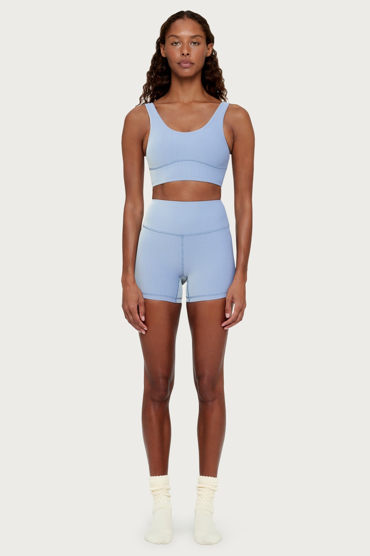 Stripe Rib 4 Inch Bike Short - Denim Blue