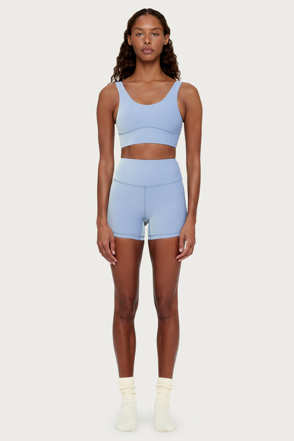 Stripe Rib 4 Inch Bike Short - Denim Blue