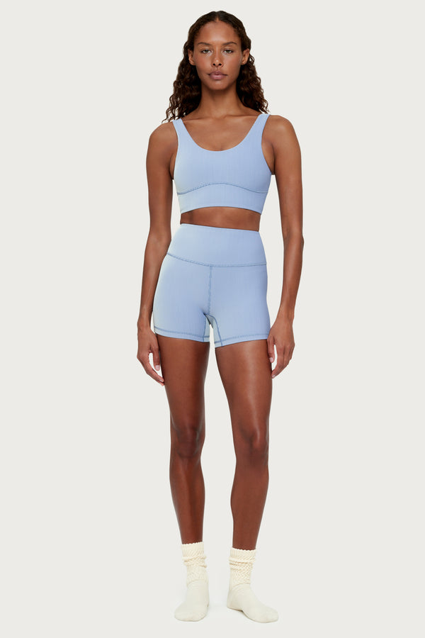 Stripe Rib 4 Inch Bike Short - Denim Blue