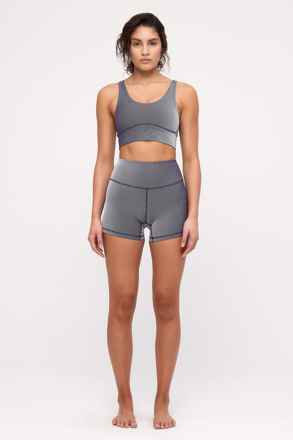 Stripe Rib Crop Top - Navy