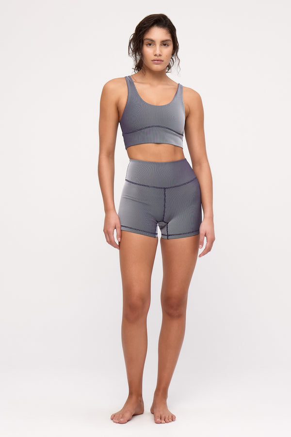 Stripe Rib 4 Inch Bike Short - Navy