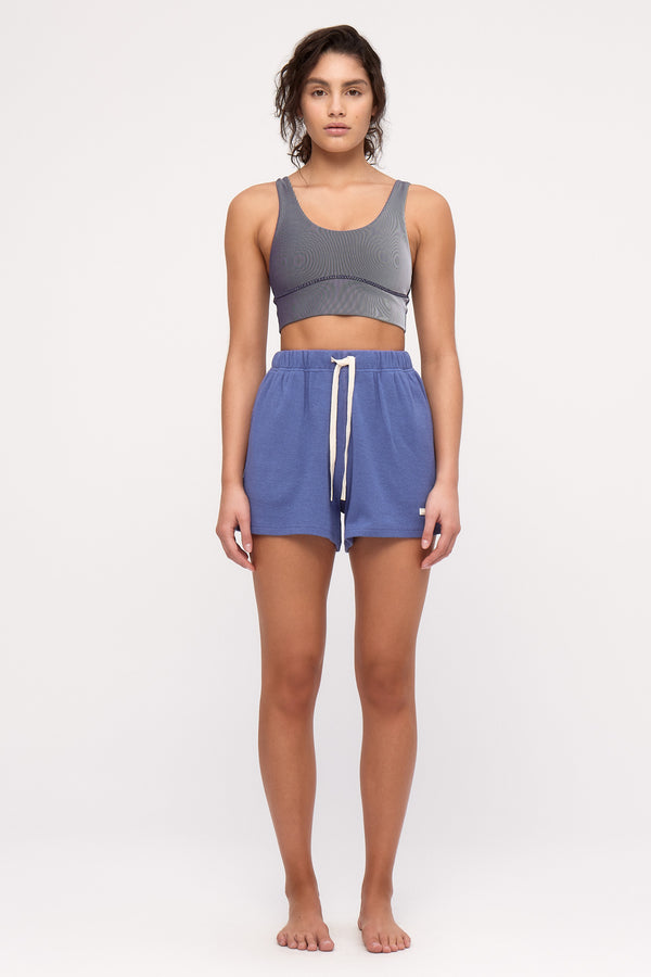 Stripe Rib Crop Top - Navy