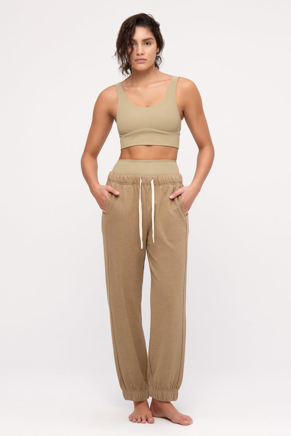Stripe Rib Crop Top - Olive