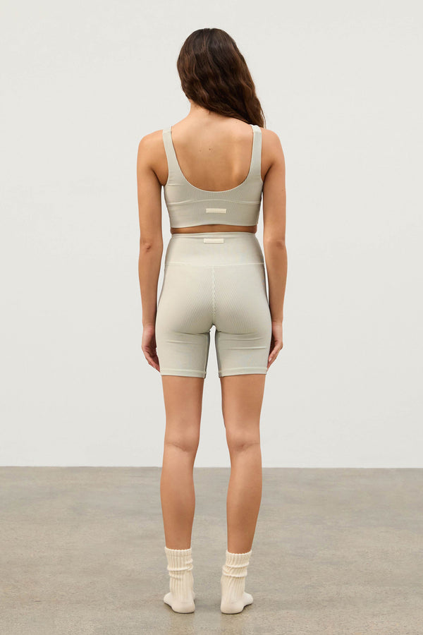 Stripe Rib 7 Inch Bike Short - Coconut