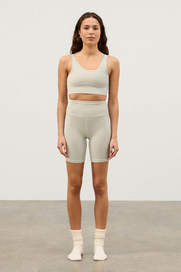 Stripe Rib Crop Top - Coconut