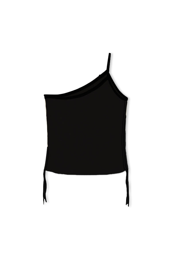 One Shoulder Knit Crop Top - Black