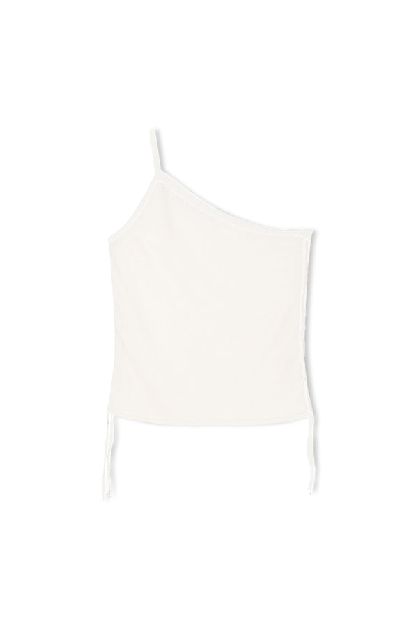 One Shoulder Knit Crop Top - White