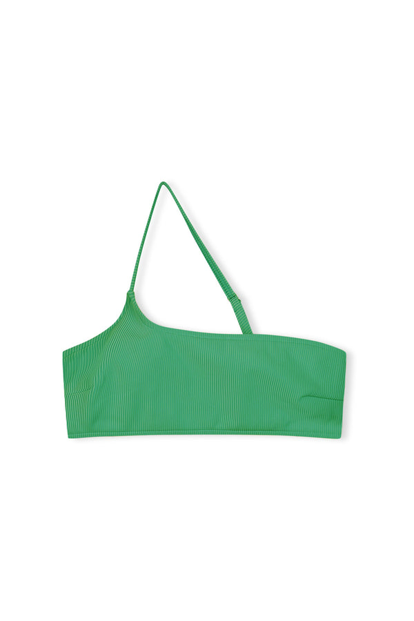 Signature Stripe One Shoulder Bralette - Parrot Green