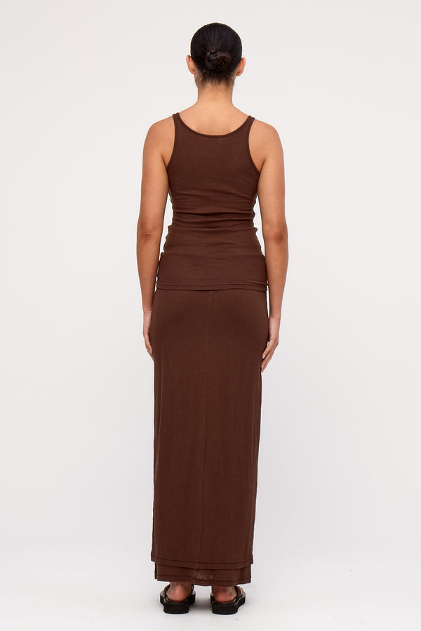 Rib Hemp Jersey Tank - Chocolate