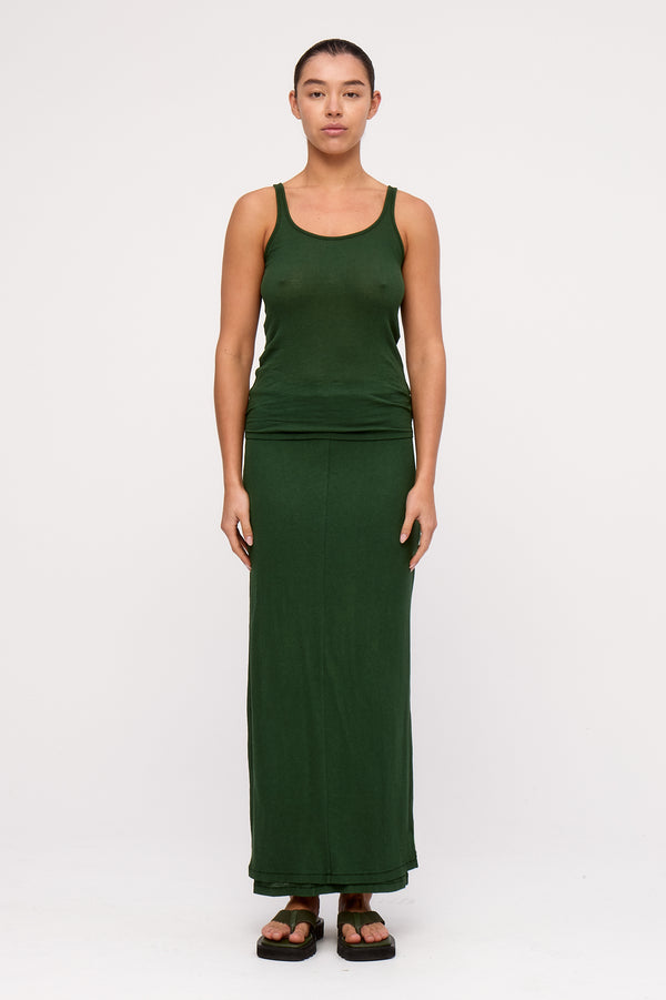 Rib Hemp Jersey Tank - Tallow Green