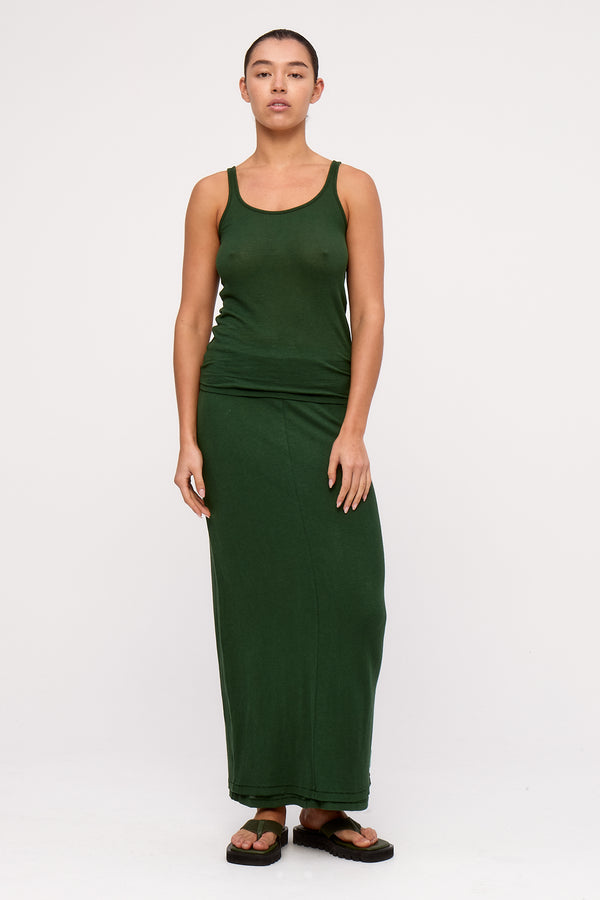 Rib Hemp Jersey Tank - Tallow Green