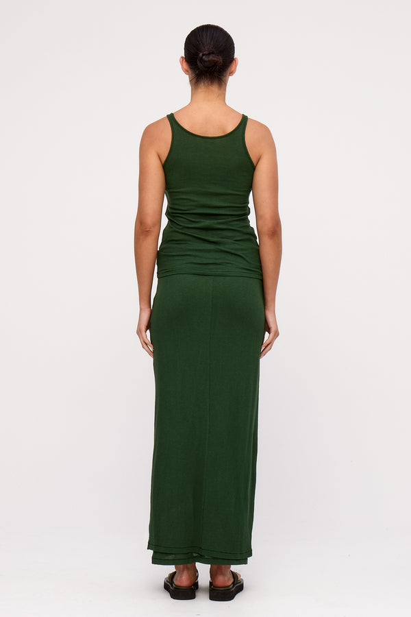 Rib Hemp Jersey Tank - Tallow Green