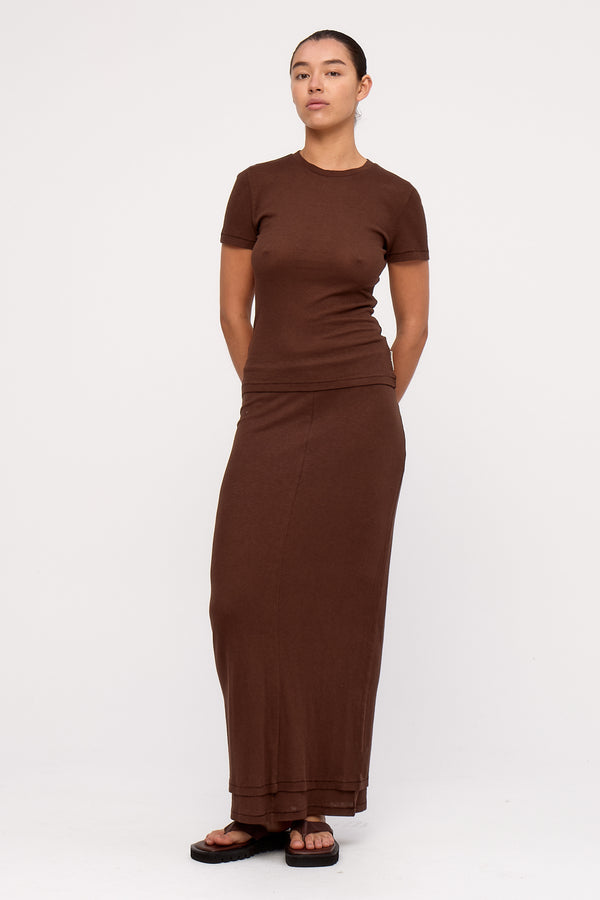 Rib Hemp Jersey T-Shirt - Chocolate