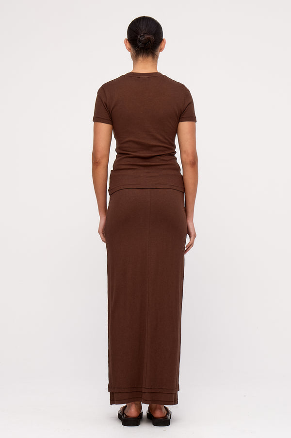 Rib Hemp Jersey T-Shirt - Chocolate