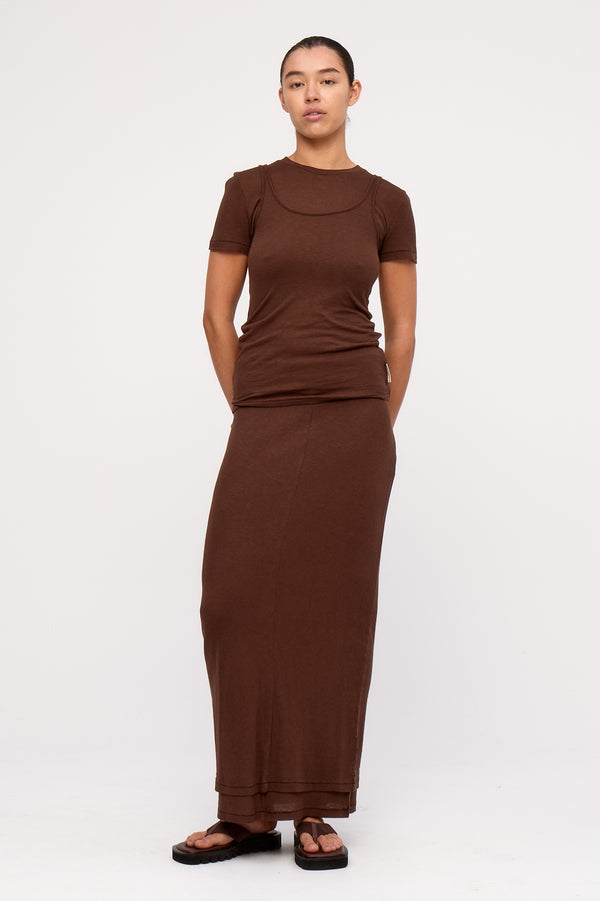 Rib Hemp Jersey Tank - Chocolate