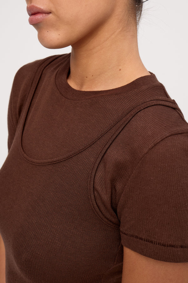 Rib Hemp Jersey Tank - Chocolate