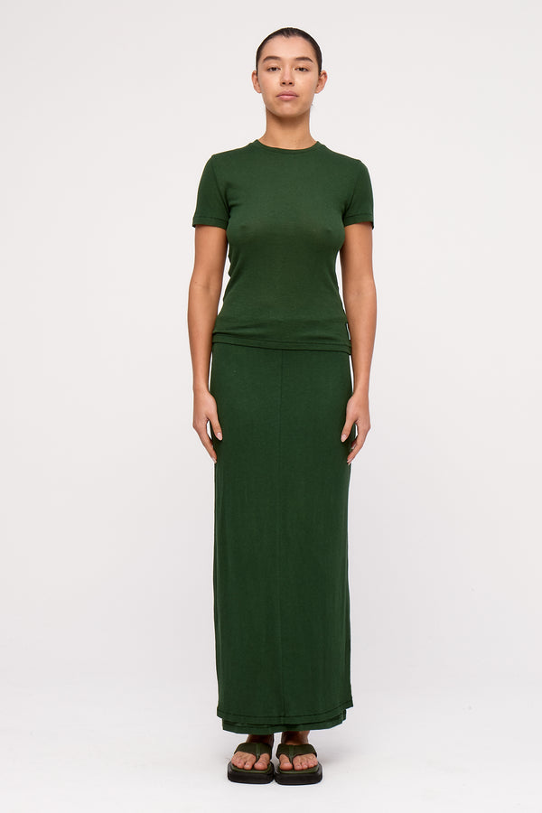 Rib Hemp Jersey T-Shirt - Tallow Green