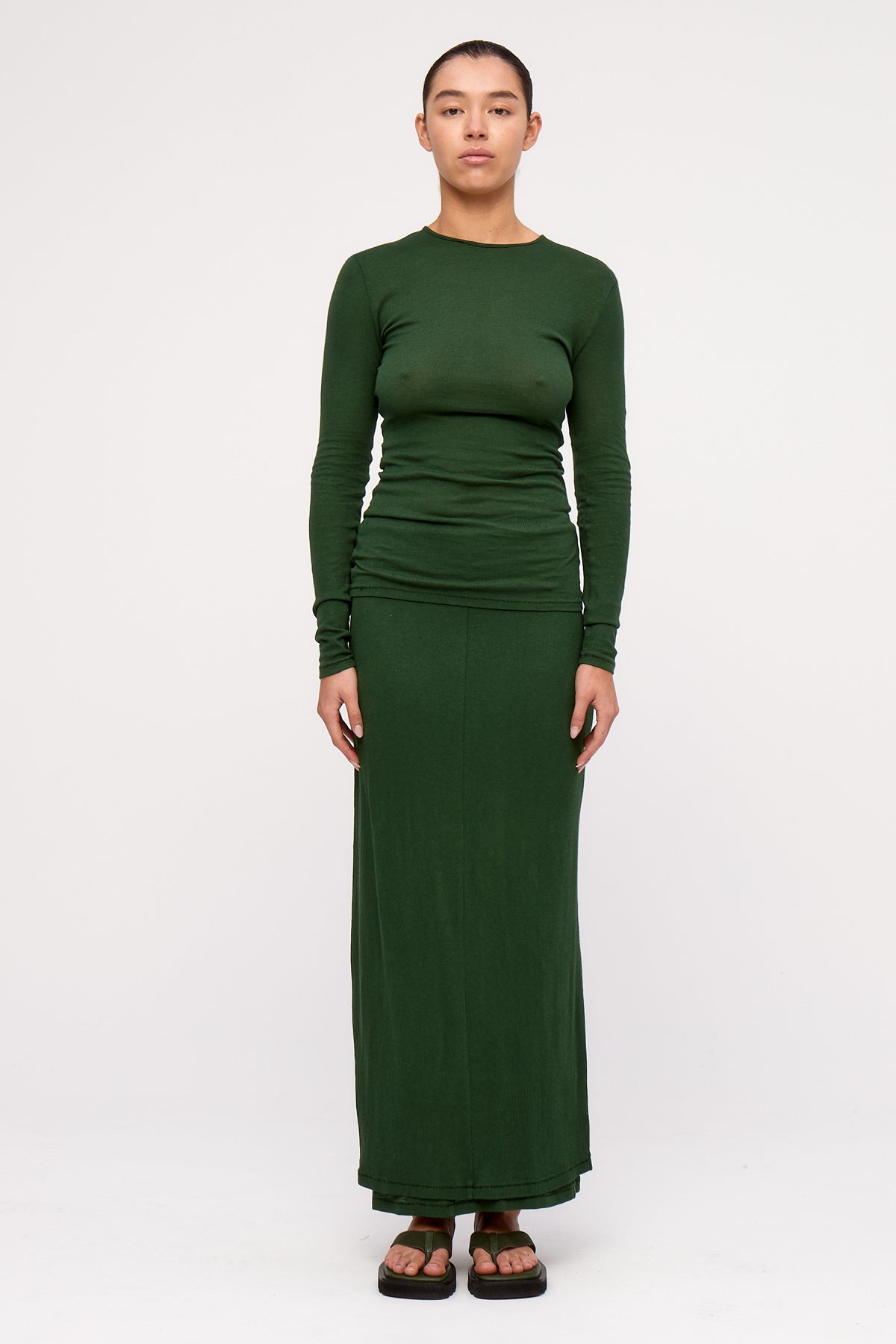 Rib Hemp Jersey Skirt - Tallow Green