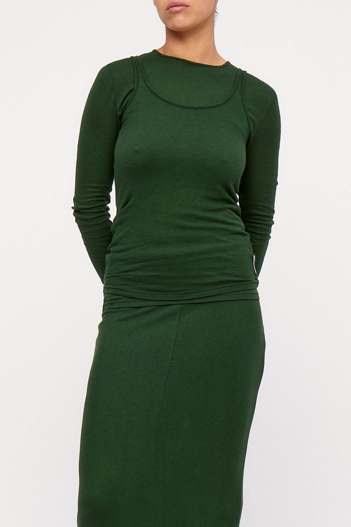 Rib Hemp Jersey Skirt - Tallow Green